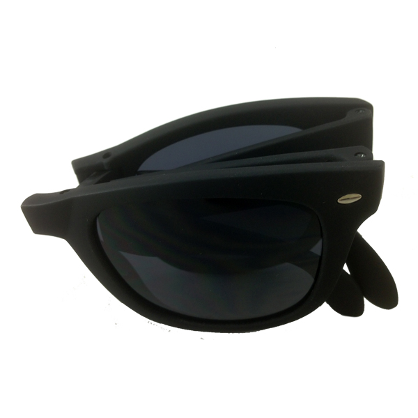 Opvouwbare zonnebril in mat zwarte wayfarer model. - sunlooper.nl - billede 2