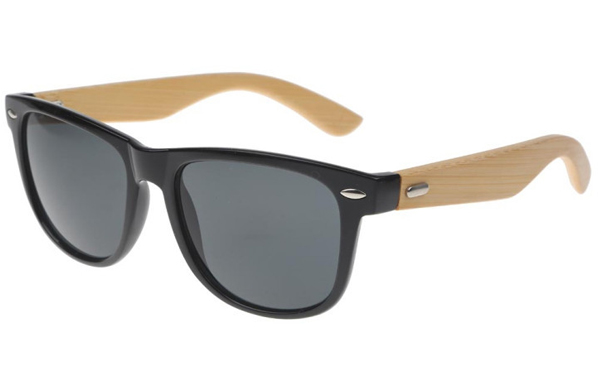 Wayfarer zonnebril met bamboe montuur