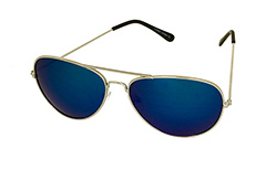 Zilveren pilotenbril met blauwe multi-gekleurde glazen. - Design nr. 3229