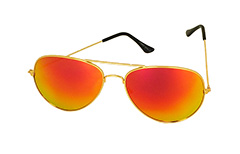 Goudkleurige pilotenbril met oranje-gele spiegelglazen. - Design nr. 3232