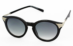 Ronde zwarte zonnebril met zilveren hoeken - Design nr. 1048