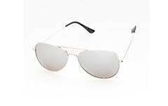 Zilveren aviator/pilot zonnebril met spiegelglas - Design nr. 277