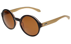 Ronde zonnebril met bamboe - Design nr. 3043