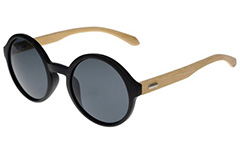 Zwarte ronde bamboe zonnebril - Design nr. 3044