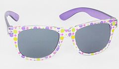 Transparante zonnebril met paarse pootjes. - Design nr. 3098