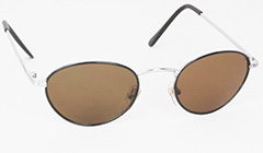 Zwart en zilveren ovale zonnebrillen. - Design nr. 3121