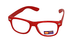 Rode kinderbril met helder glas zonder sterkte  - Design nr. 939