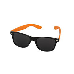 Zwarte wayfarer zonnebril met oranje montuur - Design nr. 970